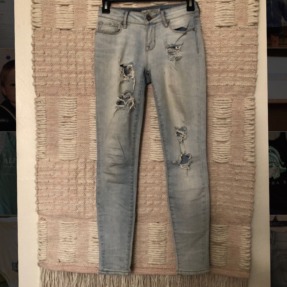 PACSUN Light Wash Ripped Denim Jeans
